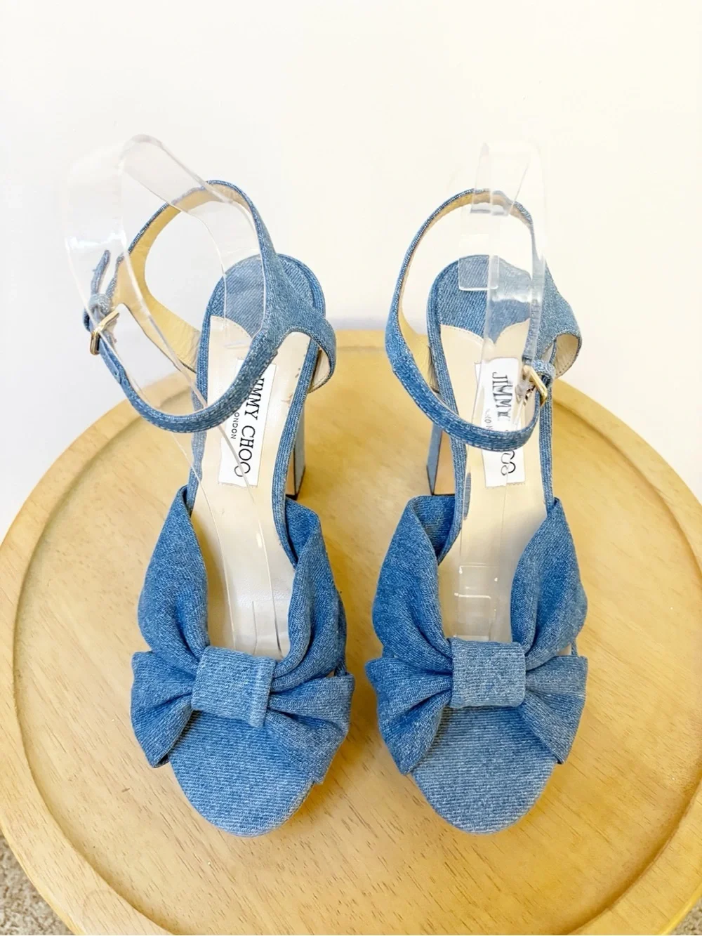 Jimmy Choo Heloise Denim Platform Heel Sandals